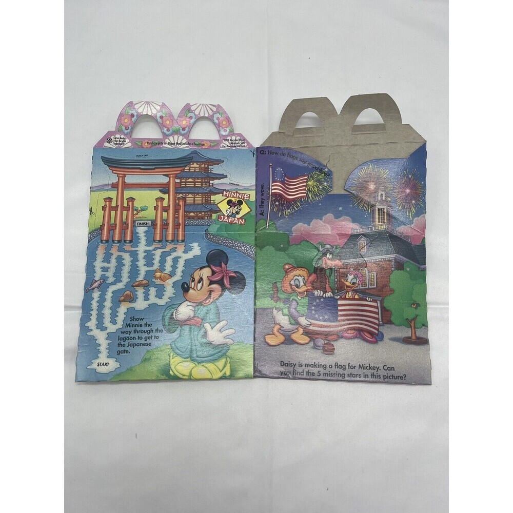 1994 Disney McDonalds Happy Meal Box Epcot Center Minnie In Japan Mickey USA